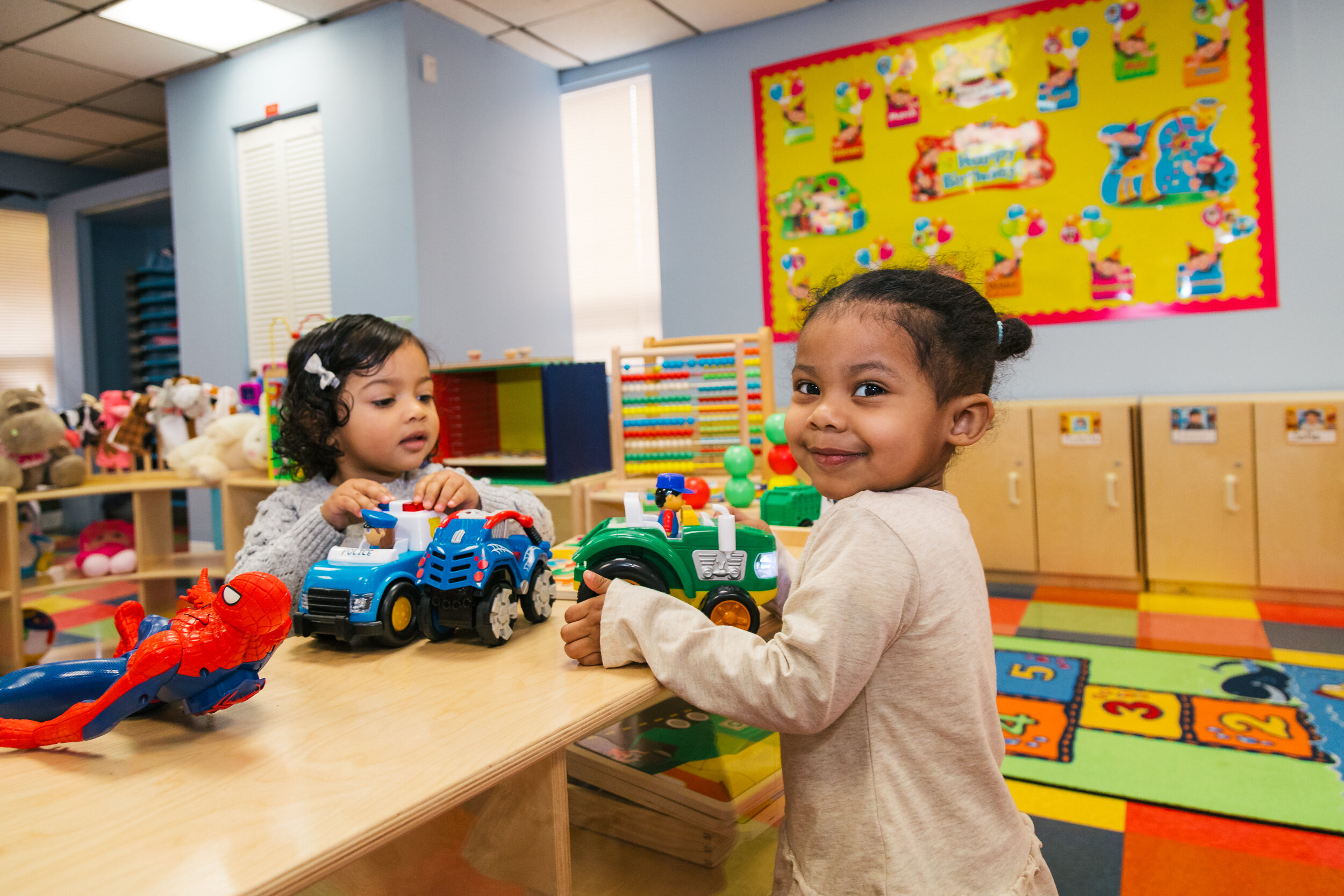 two girls playing.